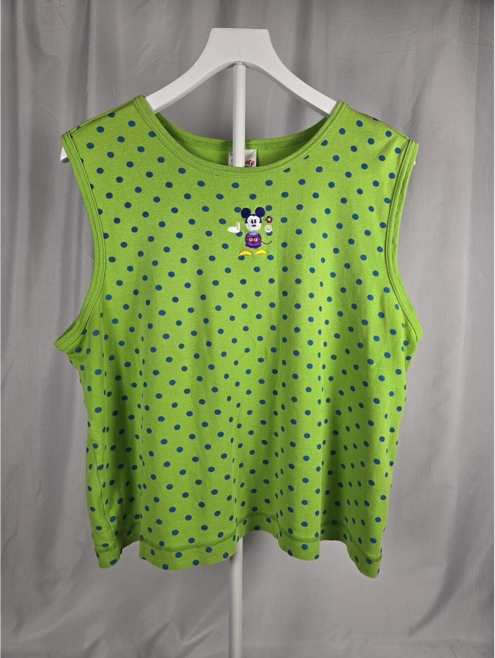 Disney Store Green Polka Dot Tank Top With Mickey Mouse XL